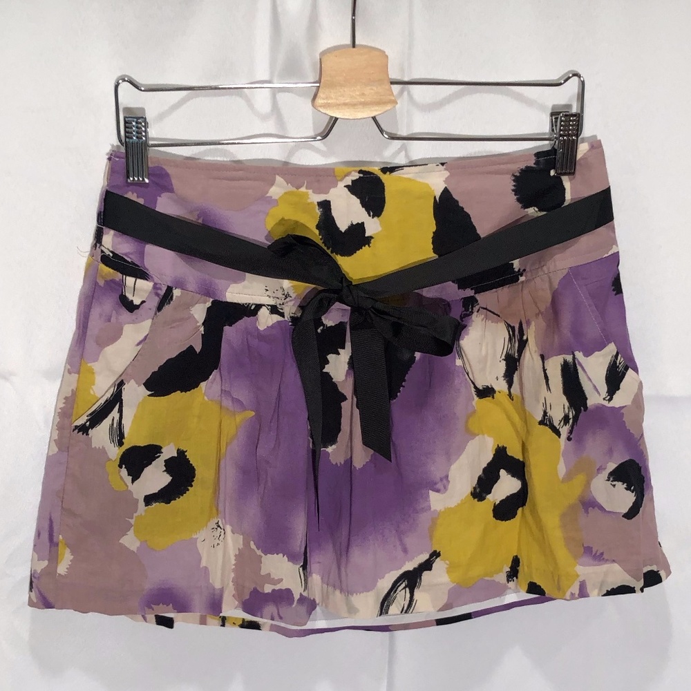Purple Floral Skirt w/ Pockets